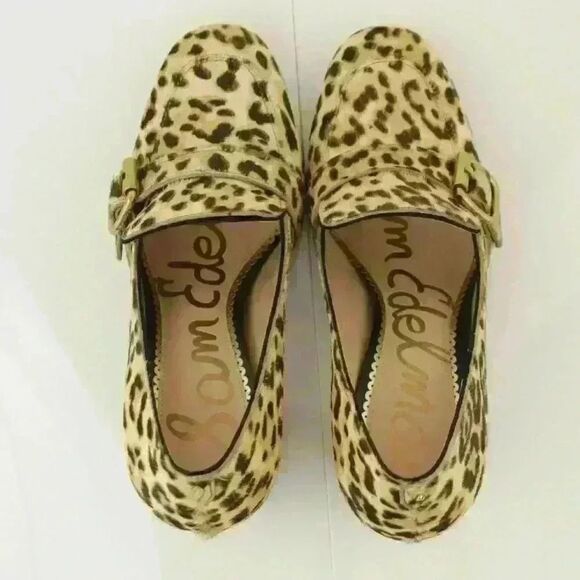 Sam Edelman Stilson Calf Hair Leopard Block Heel Loafers Pumps Shoes Size 7 M - Picture 7 of 8
